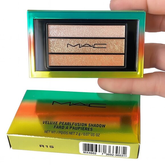 MAC Cosmetics Veluxe Pearlfusion Shadow - Eyeshadow Trio - Peach Pink and Gold - Picture 1 of 8